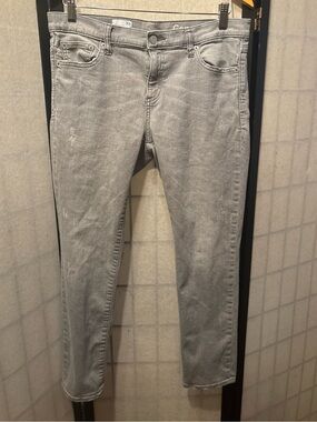 GAP 1969 Girlfriend Authentic Ash Gray Slim Fit Skinny Jeans, Light Distressed